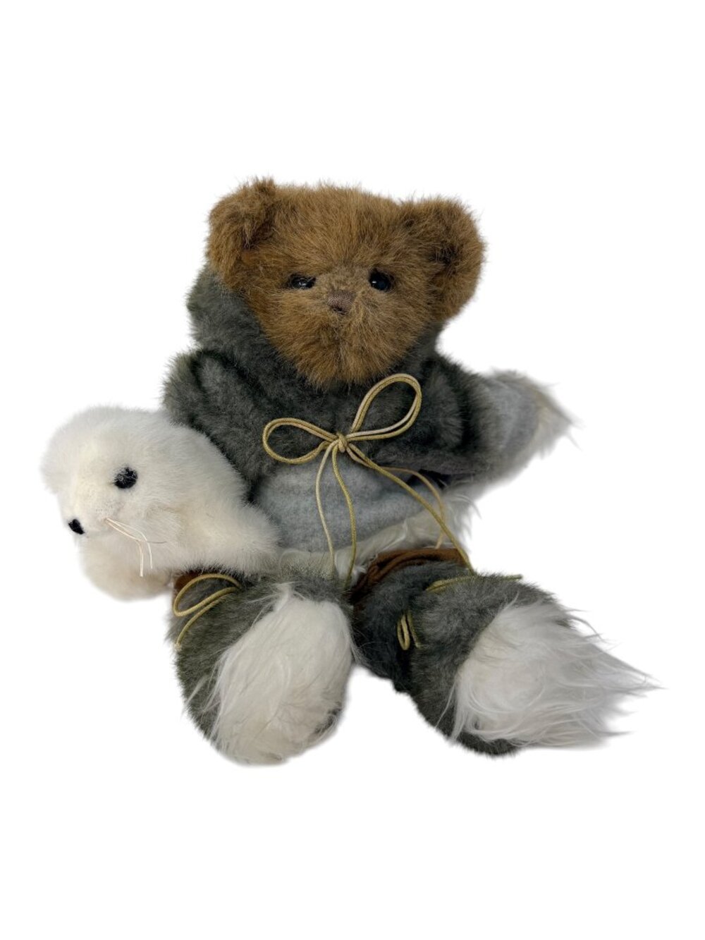 Bearington Collection Rick Muckluck Bear & Slick the Baby Seal Plush 14" Vintage